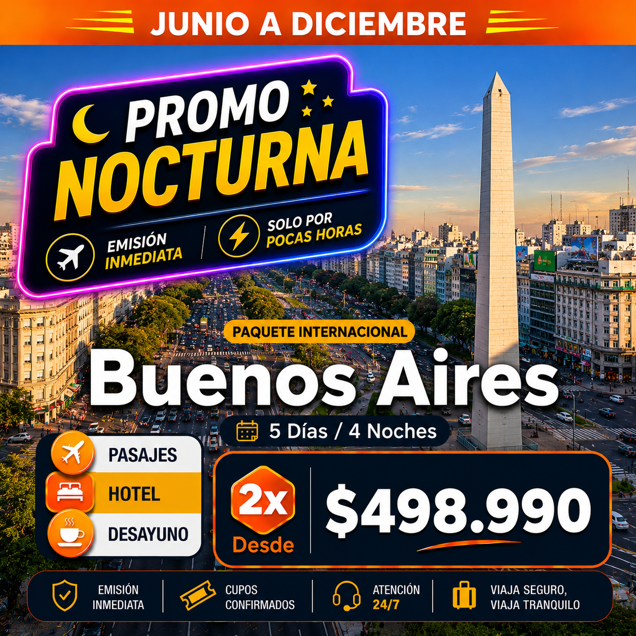 Buenos Aires / 4 Dias - 3 Noches | Temporada Baja Economico (180)
